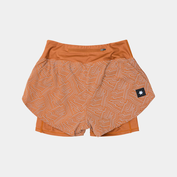 Saysky Reflective Pace 2 in 1 Shorts 3\" Orange Reflective Lightning 1051 OWRSH23C1051