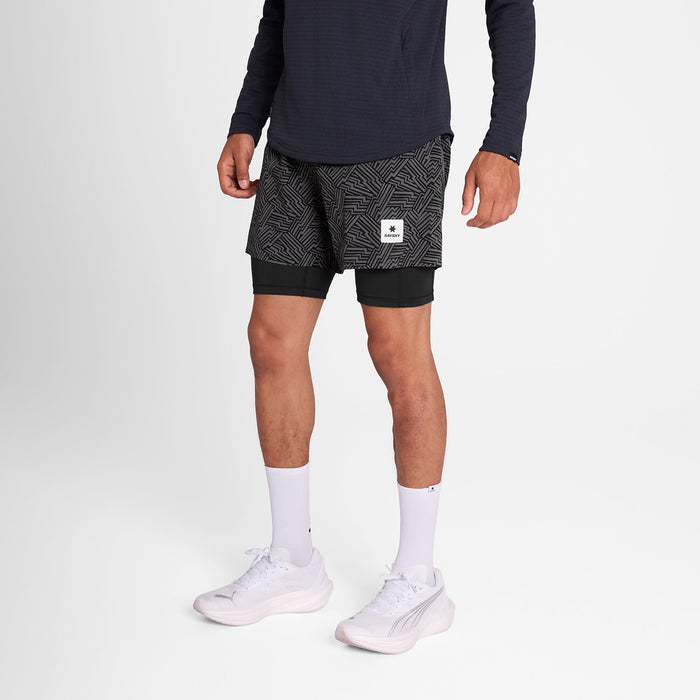 Saysky Reflective Pace 2 in 1 Shorts 5'' Black Reflective Lightning 1050 OMRSH20C1050