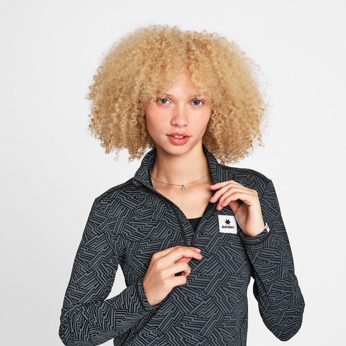 Saysky Reflective Pace Half Zip Long Sleeve Black Reflective Lightning 1050 OWRLS21C1050