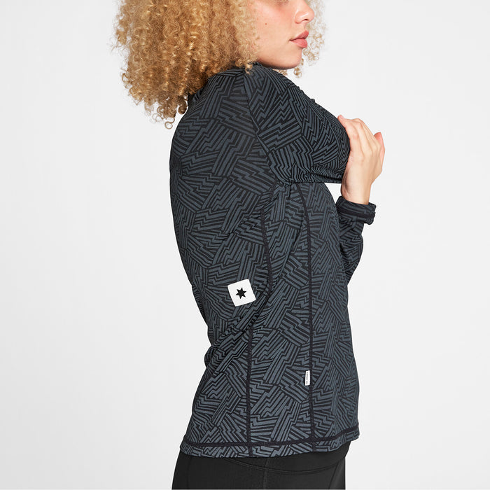 Saysky Reflective Pace Half Zip Long Sleeve Black Reflective Lightning 1050 OWRLS21C1050