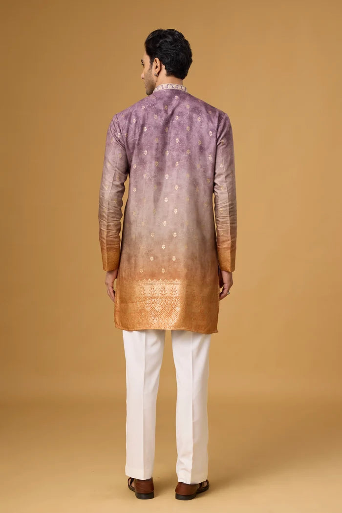 Regal Plum Kurta Pajama Set for Men – Front View | Mahavir NX
