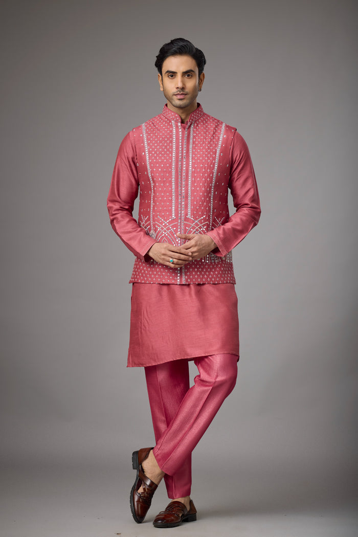 Regal Rose Pink reception outfit for men