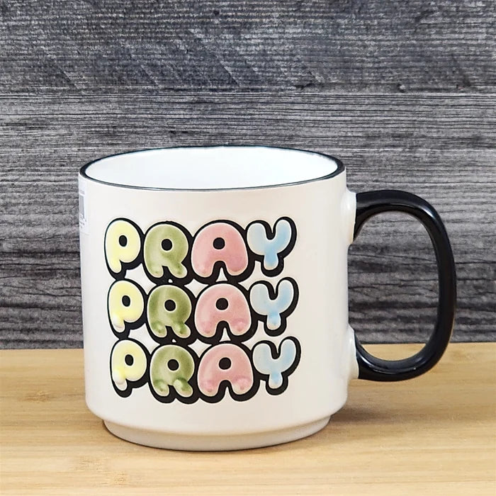 Religious Coffee Mug Pray Inspirational Saying Tea Cup Ceramic Blue Sky 18oz