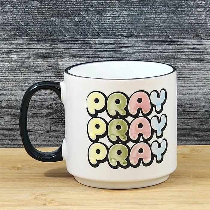 Religious Coffee Mug Pray Inspirational Saying Tea Cup Ceramic Blue Sky 18oz