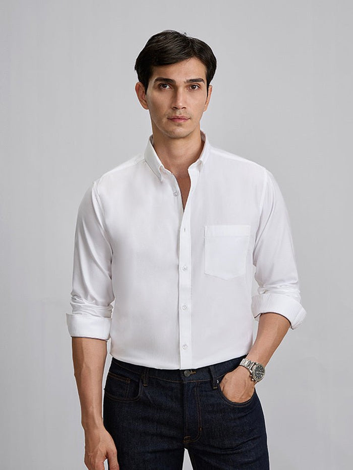 White Oxford Cotton Full Sleeve Shirt - Replay