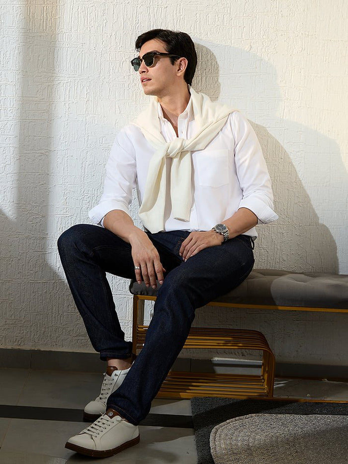 White Oxford Cotton Full Sleeve Shirt - Replay