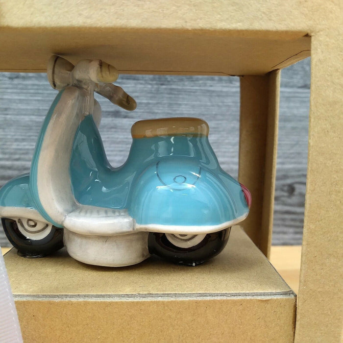 Retro Paris Scooter & Eiffel Tower Salt Pepper Set Decorative Blue Sky Clayworks