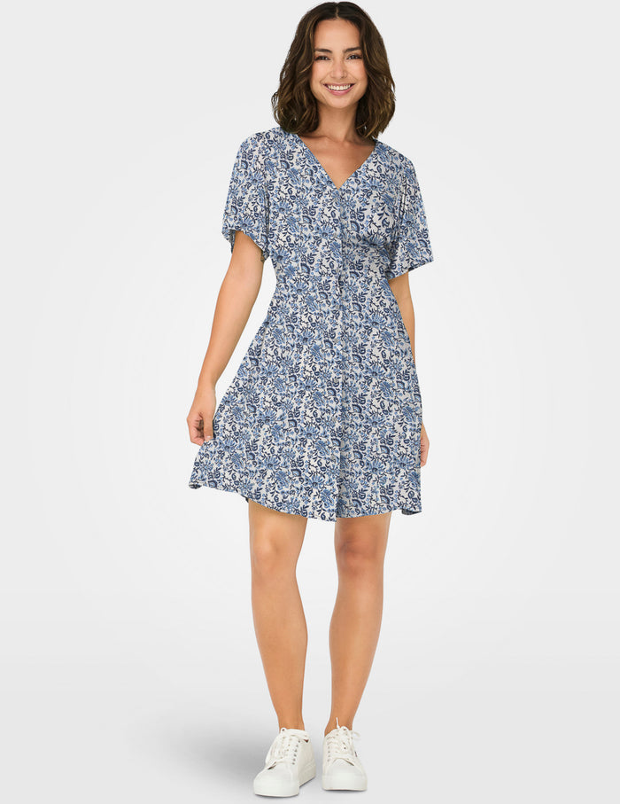 Robe à col en V et taille cintrée pour femme