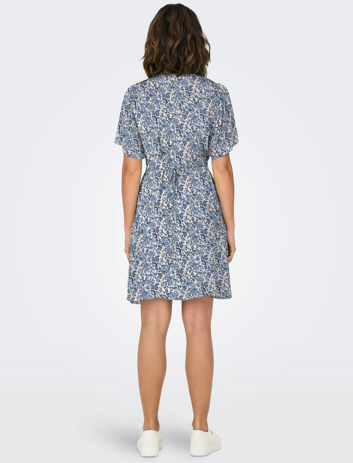 Robe à col en V et taille cintrée pour femme