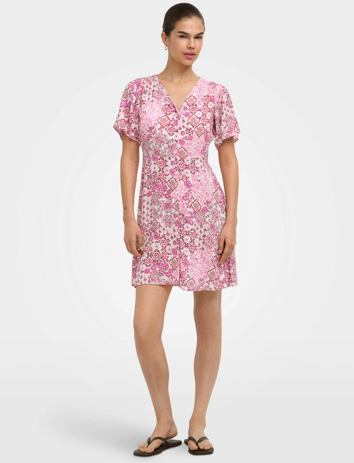 Robe à col en V et taille cintrée pour femme