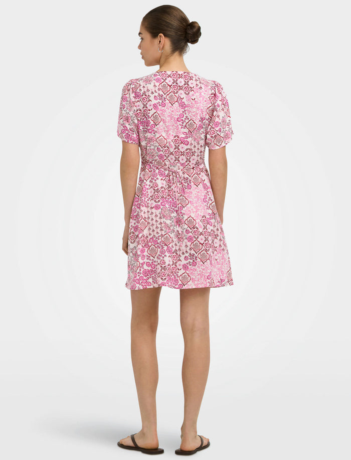 Robe à col en V et taille cintrée pour femme