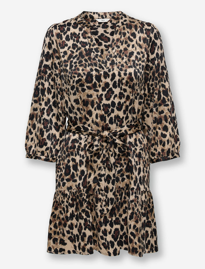 Robe avec accessoire à motif animalier à manches longues