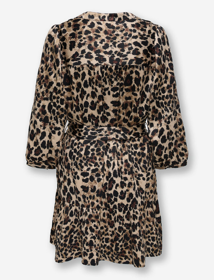 Robe avec accessoire à motif animalier à manches longues