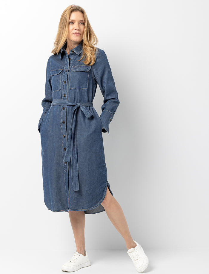 Robe chemise à ceinture pour femme
