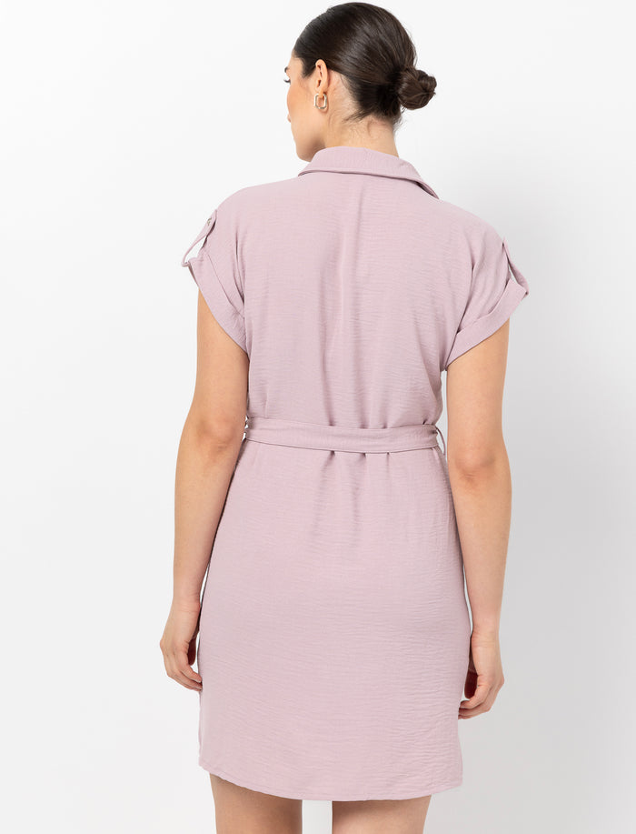 Robe col chemisier avec ceinture