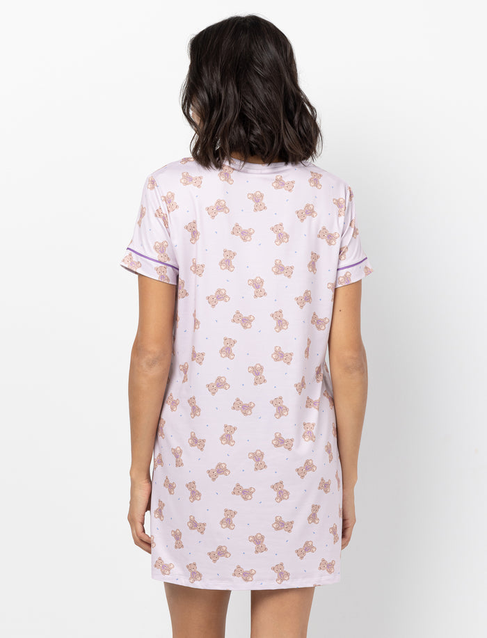 Robe de nuit imprimée d'ourson pour femme