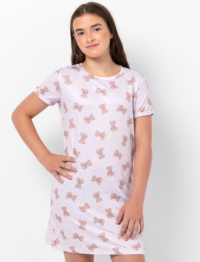 Robe de nuit imprimée d'oursons pour ado fille
