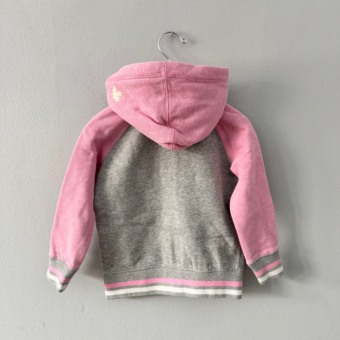 Roots / Pink x light grey zip up hoodie / 3T