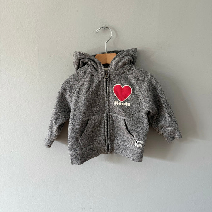 Roots / Salt & pepper x heart hoodie / 6-12M