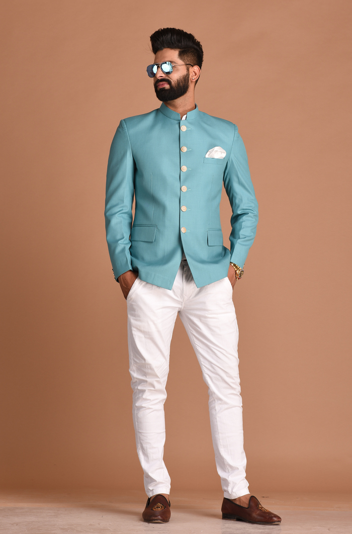 Royal Oxy Blue Jodhpuri Bandhgala With Trouser