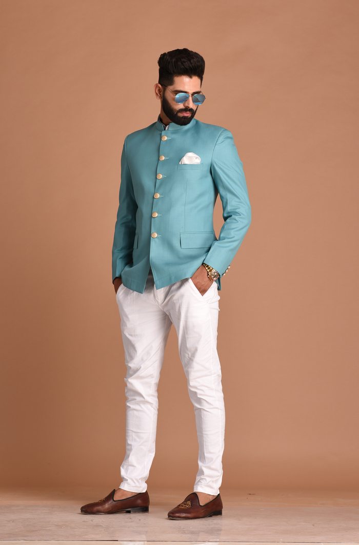 Royal Oxy Blue Jodhpuri Bandhgala With Trouser