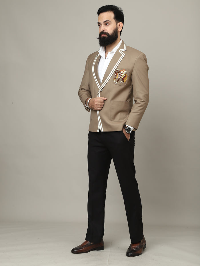 Royal Polo Embroidered Equestrian Crest Jodhpuri Blazer Set