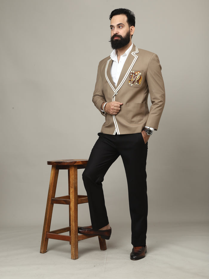 Royal Polo Embroidered Equestrian Crest Jodhpuri Blazer Set