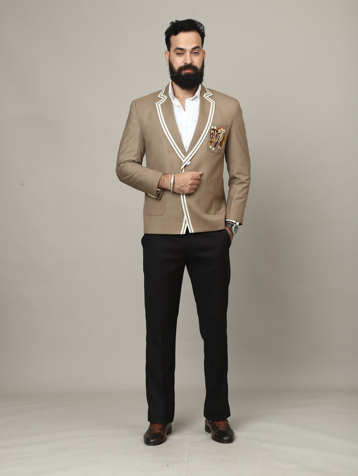 Royal Polo Embroidered Equestrian Crest Jodhpuri Blazer Set