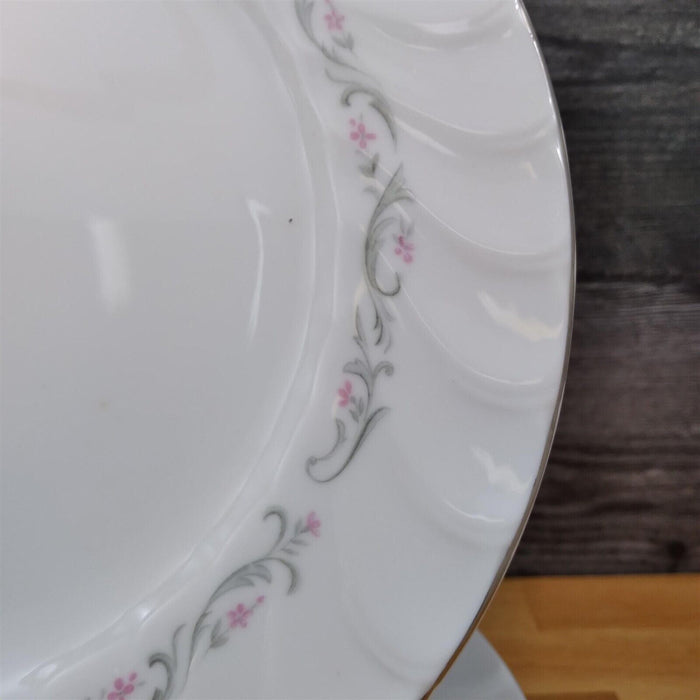 Royal Swirl Dinner Plate 10'' Set of 4 Fine China Japan Pink Rose Flower Ceramic