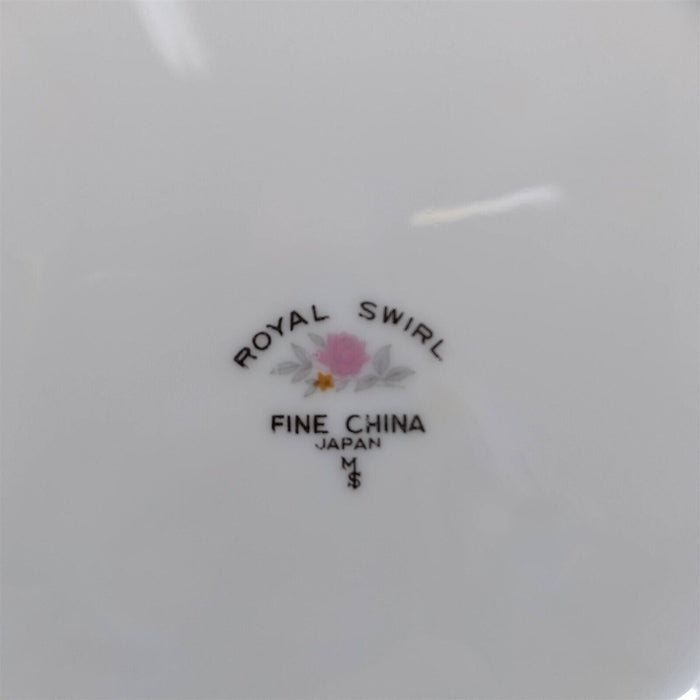 Royal Swirl Dinner Plate 10'' Set of 4 Fine China Japan Pink Rose Flower Ceramic