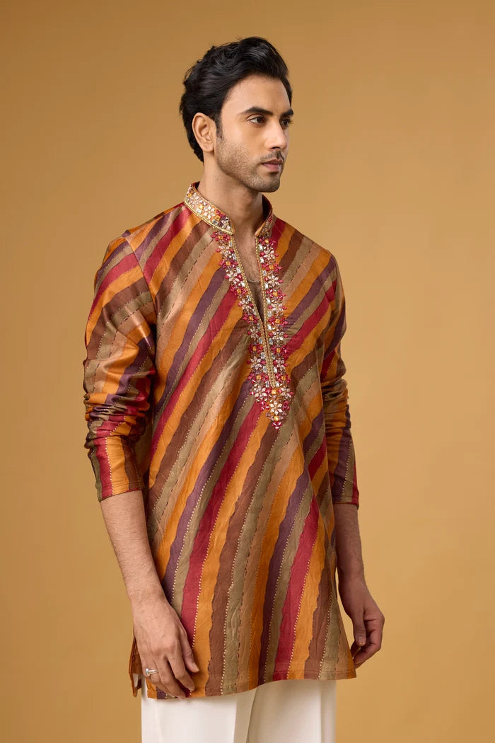 Rustic Brown Kurta Pajama Set for Men – Party Wear | Mahavir NX
