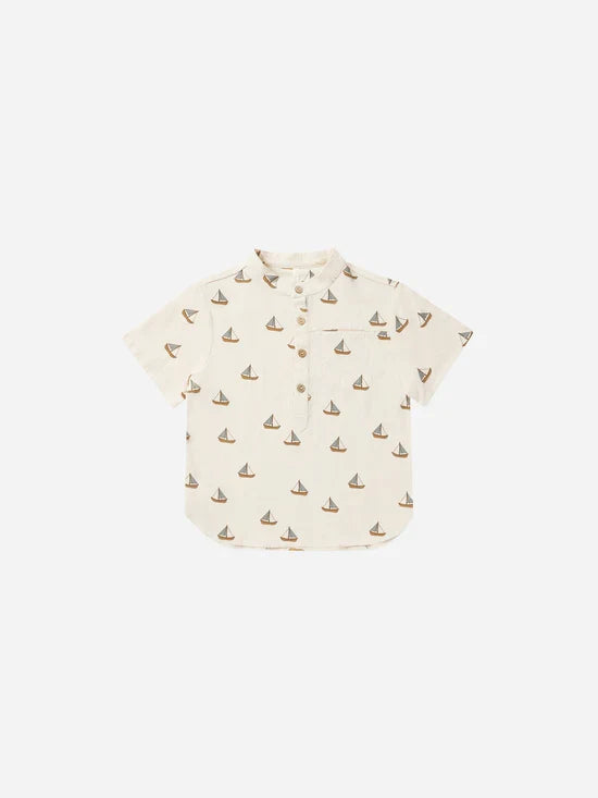 Rylee & Cru Short Sleeve Mason Shirt - Sailboats