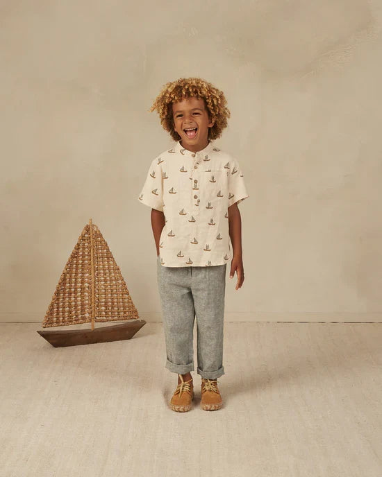 Rylee & Cru Short Sleeve Mason Shirt - Sailboats