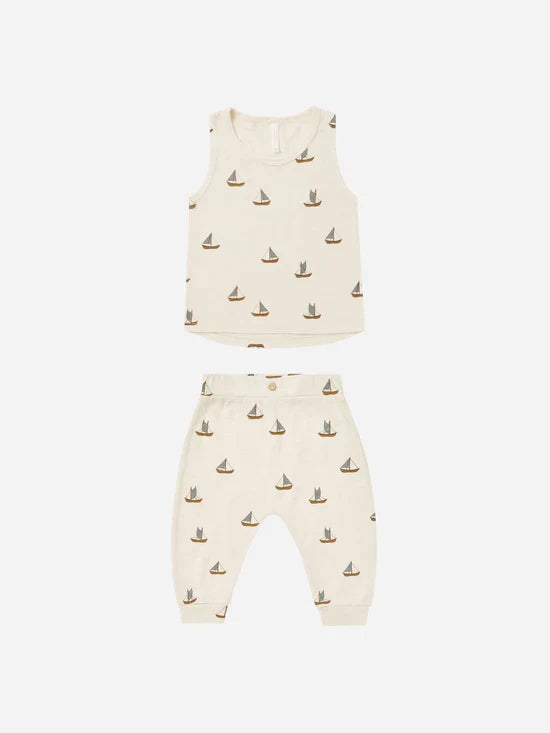 Rylee & Cru Tank and Slouch Pants Set - Sailboats