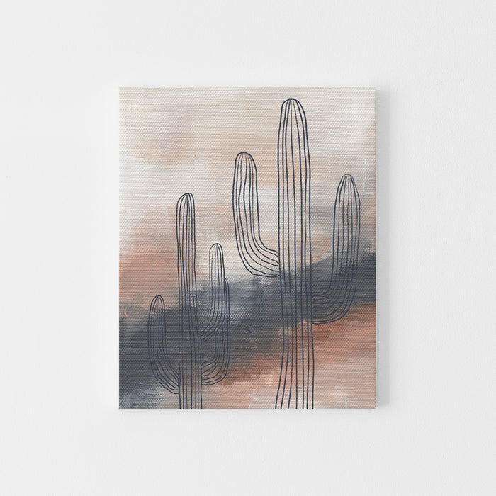 Modern Desert Abstract Painting Saguaro Cactus Wall Art Print or Canvas - Jetty Home