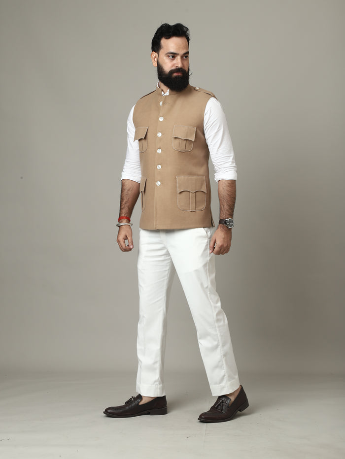 Sand Beige Tweed Royale Semi-Hunting Jacket