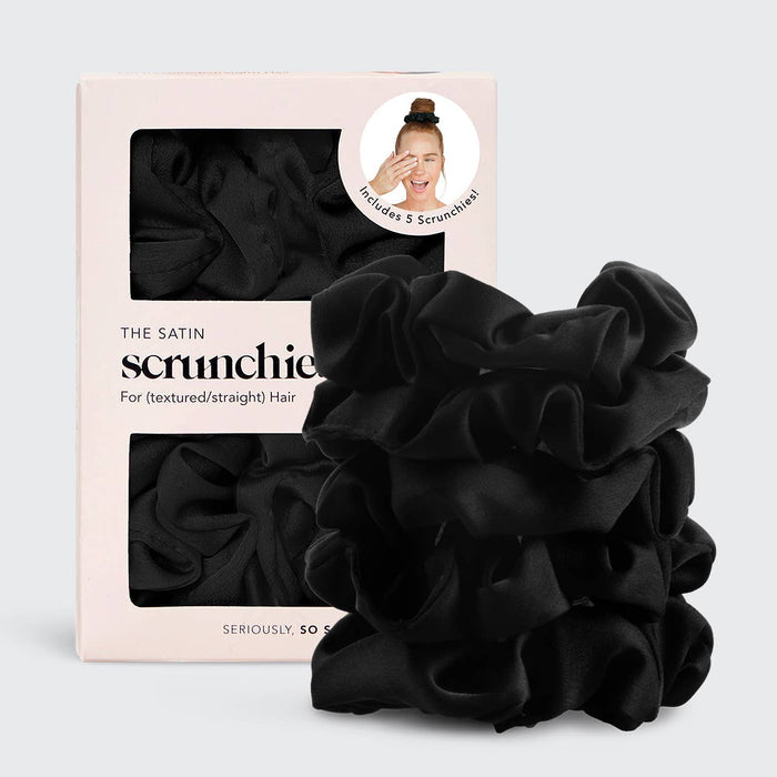 Satin Sleep Scrunchies 5pc - Blac