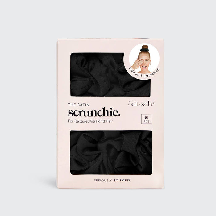 Satin Sleep Scrunchies 5pc - Blac