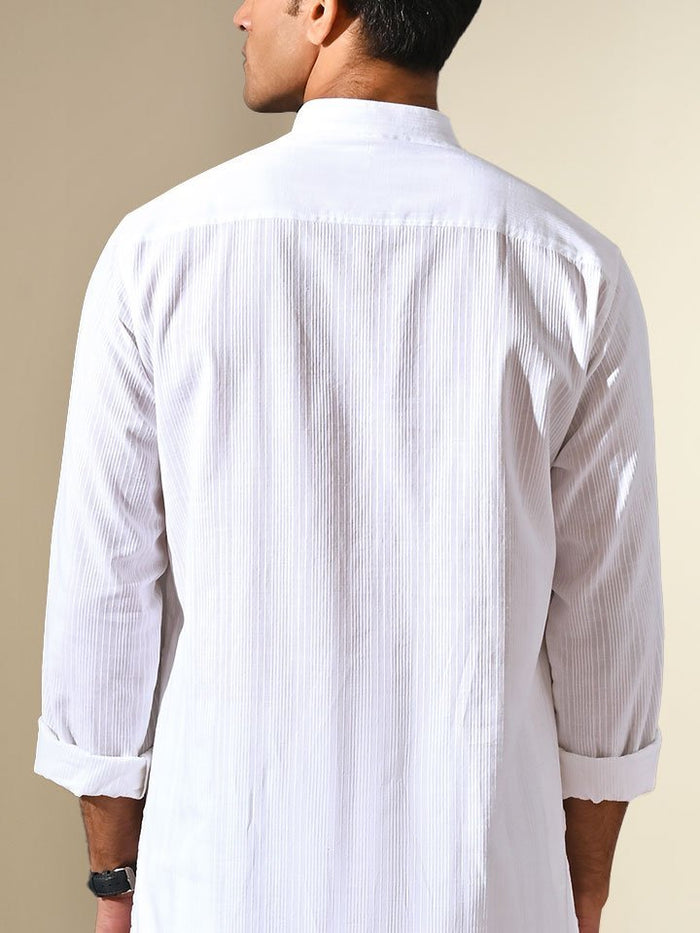 Sattva White Mandarin Collar Kurta
