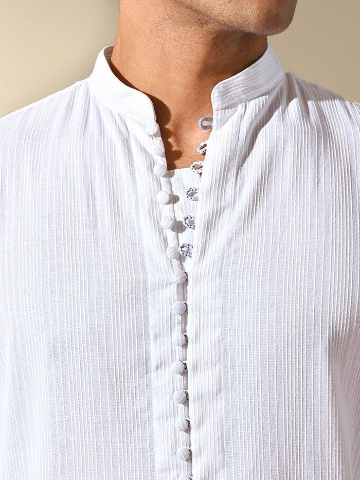 Sattva White Mandarin Collar Kurta