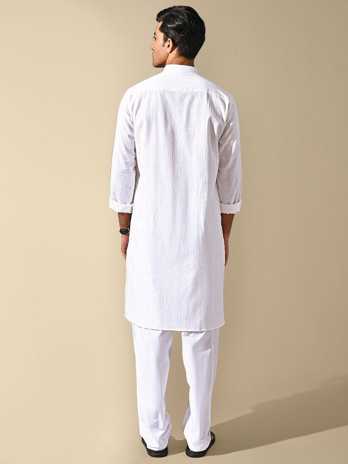 Sattva White Mandarin Collar Kurta