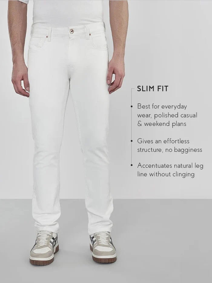 Saunter White Stretch Cotton Contrast Jeans