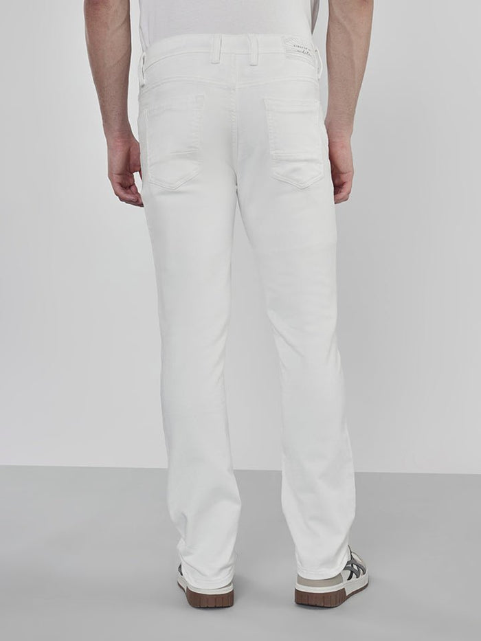 Saunter White Stretch Cotton Contrast Jeans