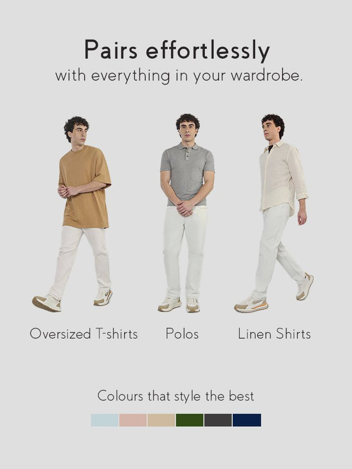 Saunter White Stretch Cotton Contrast Jeans