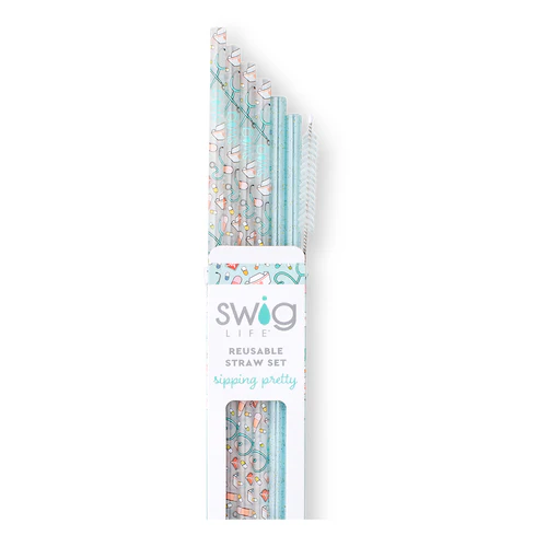 Scrub Life + Aqua Glitter Straw Set