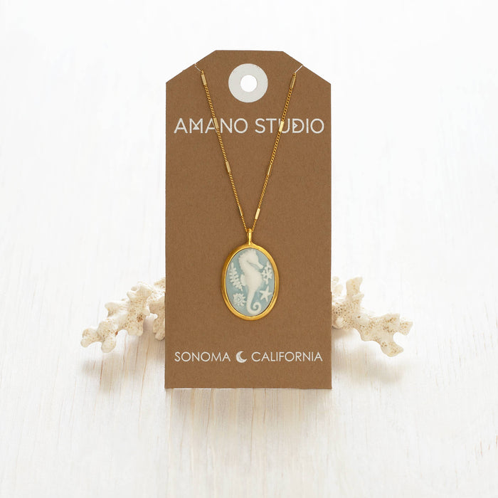 Seahorse Vintage Cameo Necklace