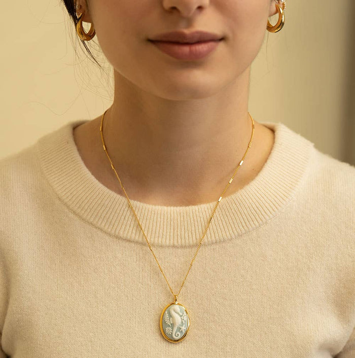 Seahorse Vintage Cameo Necklace