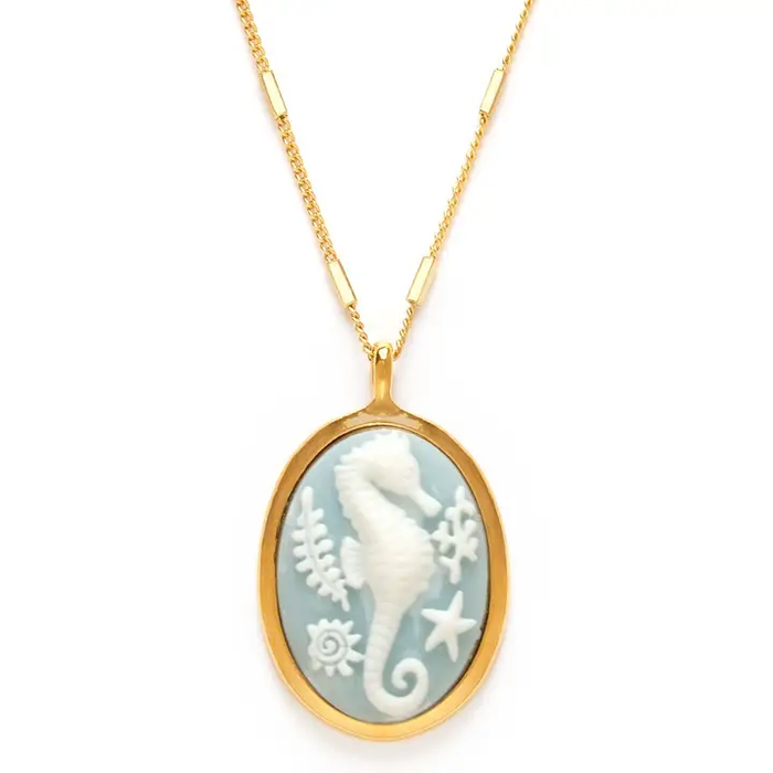 Seahorse Vintage Cameo Necklace