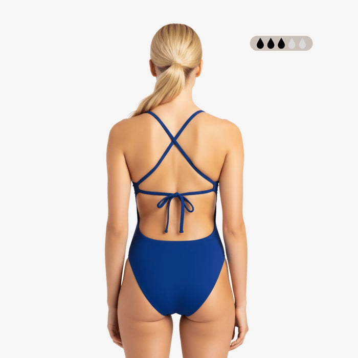 SecureFlo Cobalt Tie-Back One Piece Period Swimsuit by Norca - Norca Athletic Swimwear