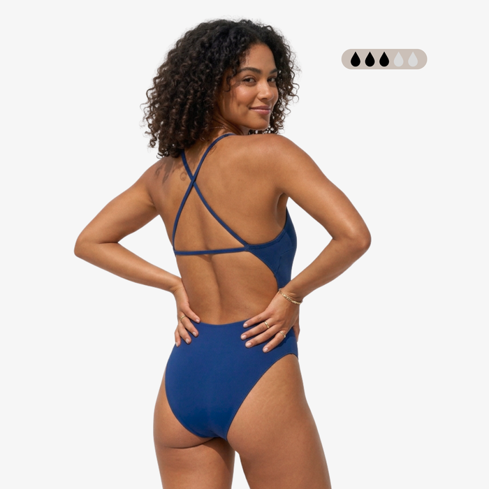 SecureFlo Cobalt X-Back Period Training Swimsuit by Norca - Norca Athletic Swimwear